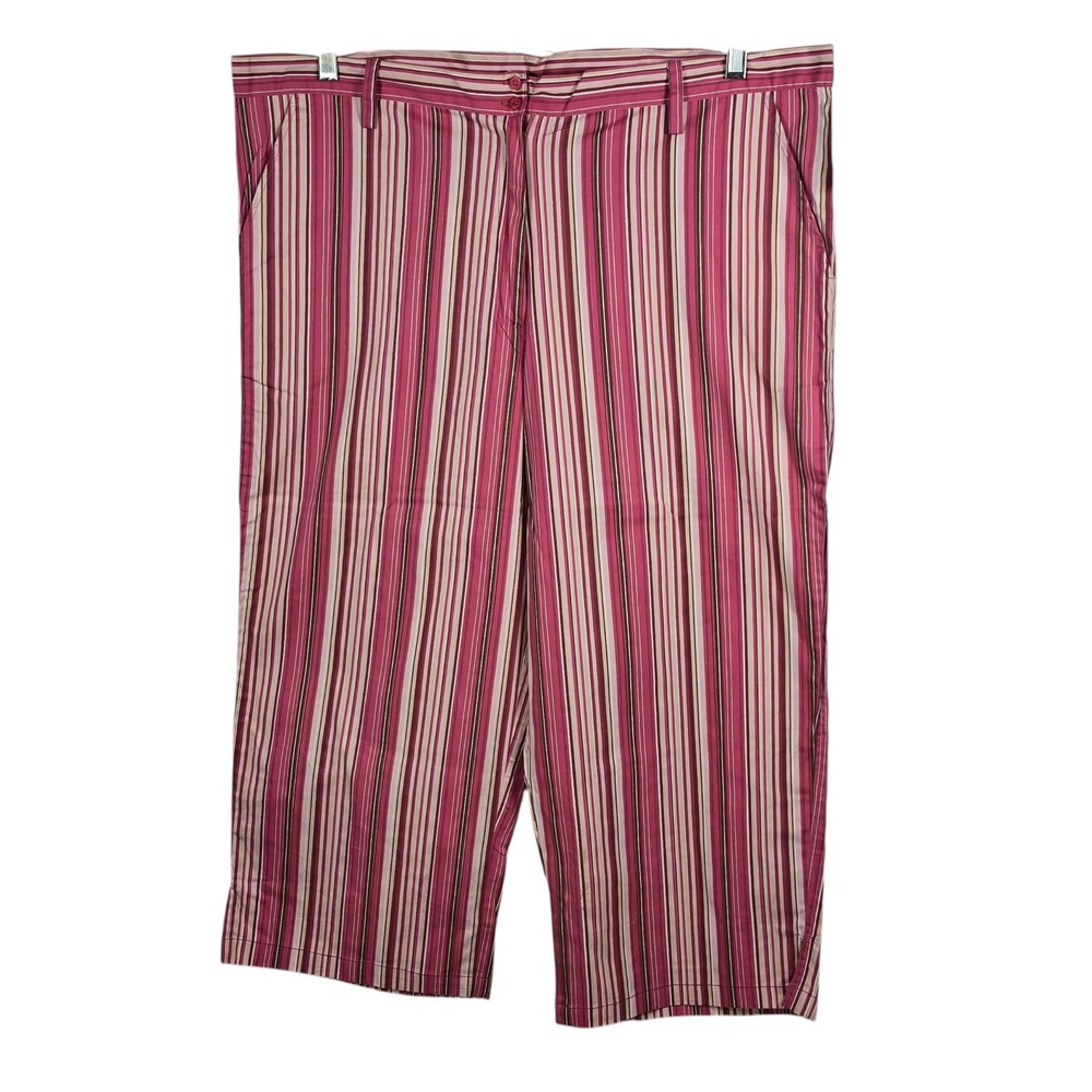 Speed Star Pink Striped Capri‎ Pants Plus Size Women 22W Handcrafted Stretch NWT